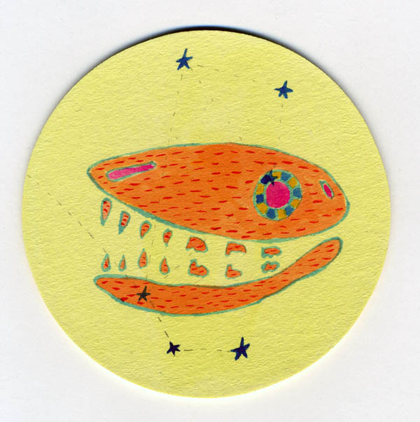 Zodiac II. Watercolour and graphite on circular board. 2013.