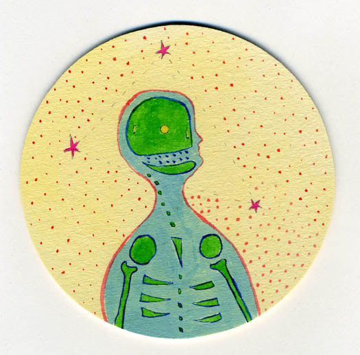 Zodiac III. Watercolour and graphite on circular board. 2013.